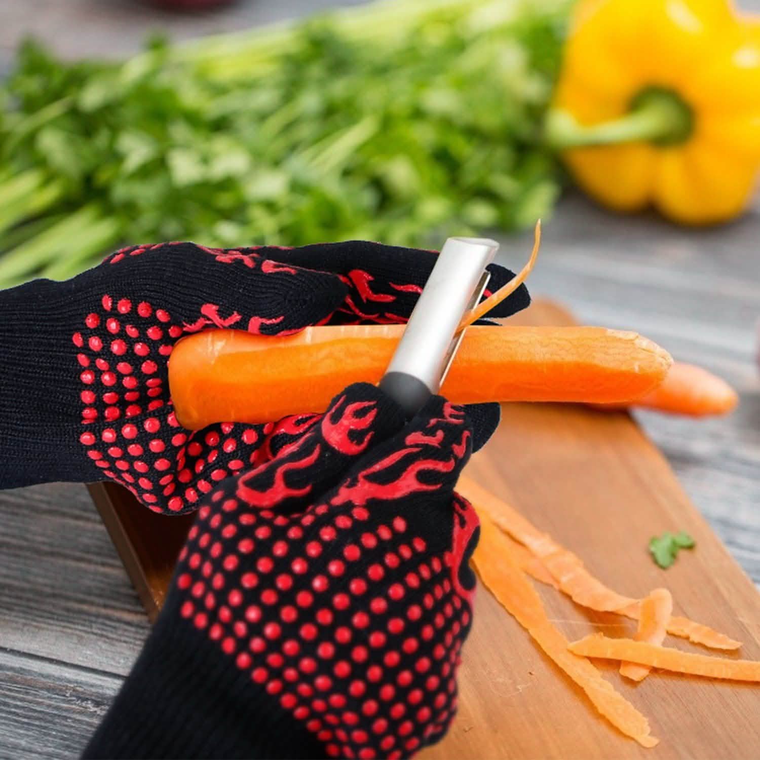 BBQ Gloves 1472¬∞F Heat Resistant Grill Gloves Anti-slip Kitchen Tools & Gadgets - Tophatter Daily Deals