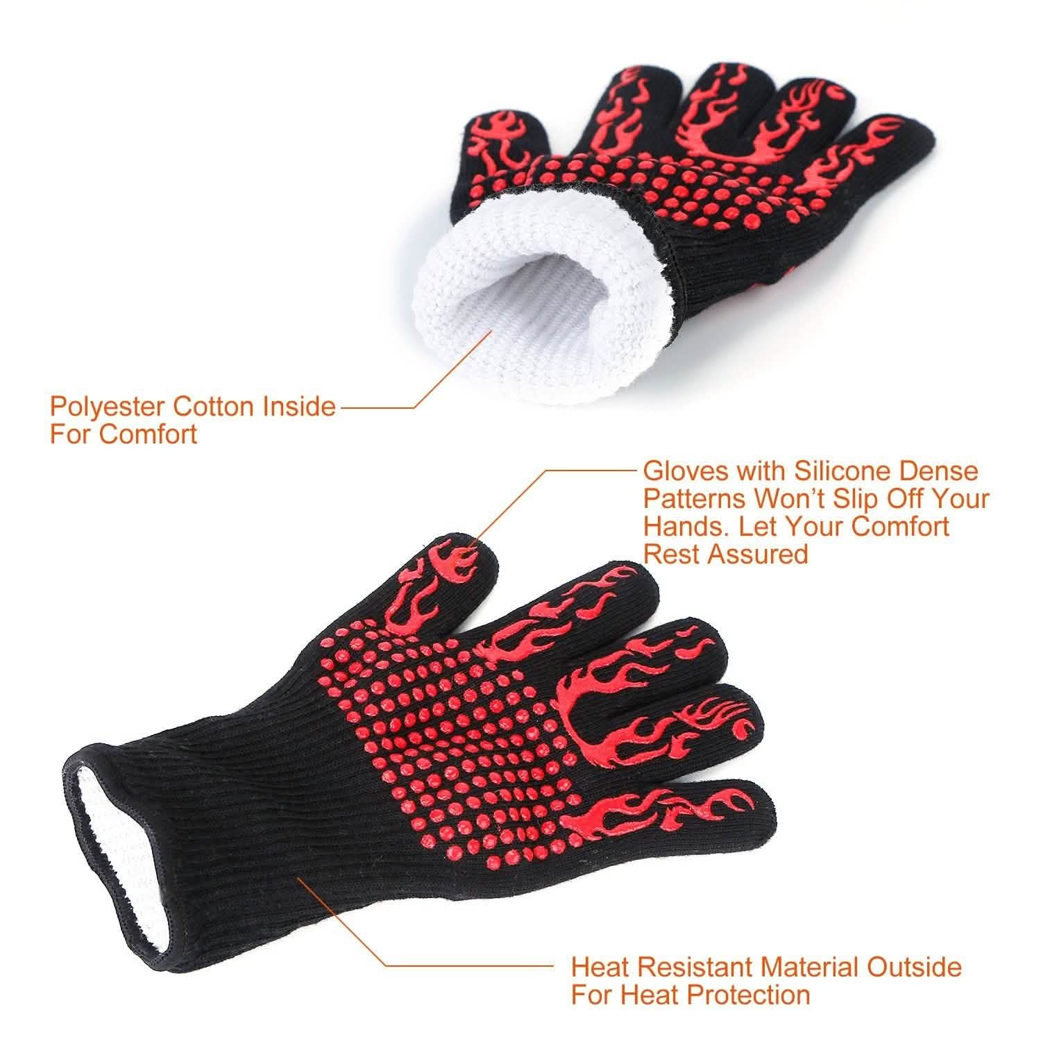 BBQ Gloves 1472¬∞F Heat Resistant Grill Gloves Anti-slip Kitchen Tools & Gadgets - Tophatter Daily Deals
