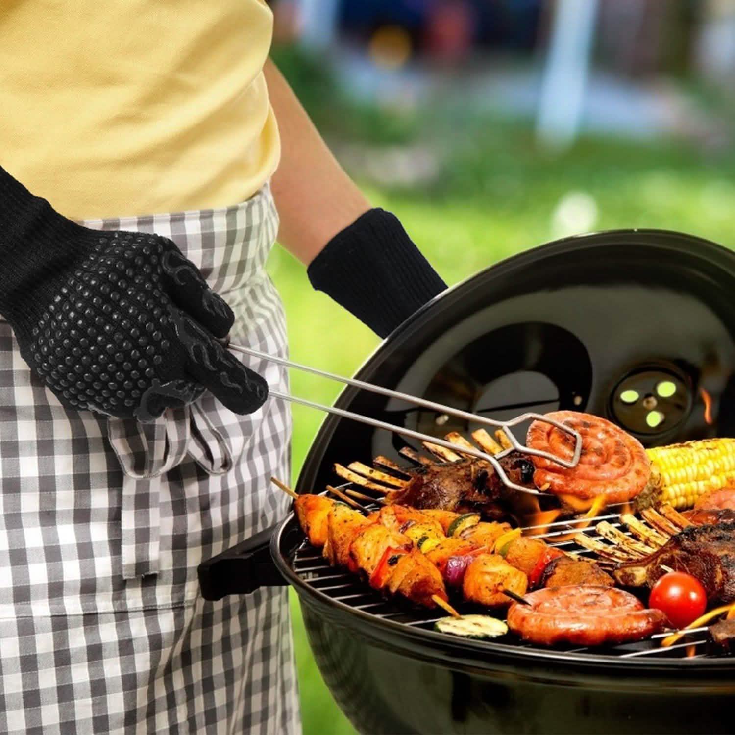 BBQ Gloves 1472¬∞F Heat Resistant Grill Gloves Anti-slip Kitchen Tools & Gadgets - Tophatter Daily Deals