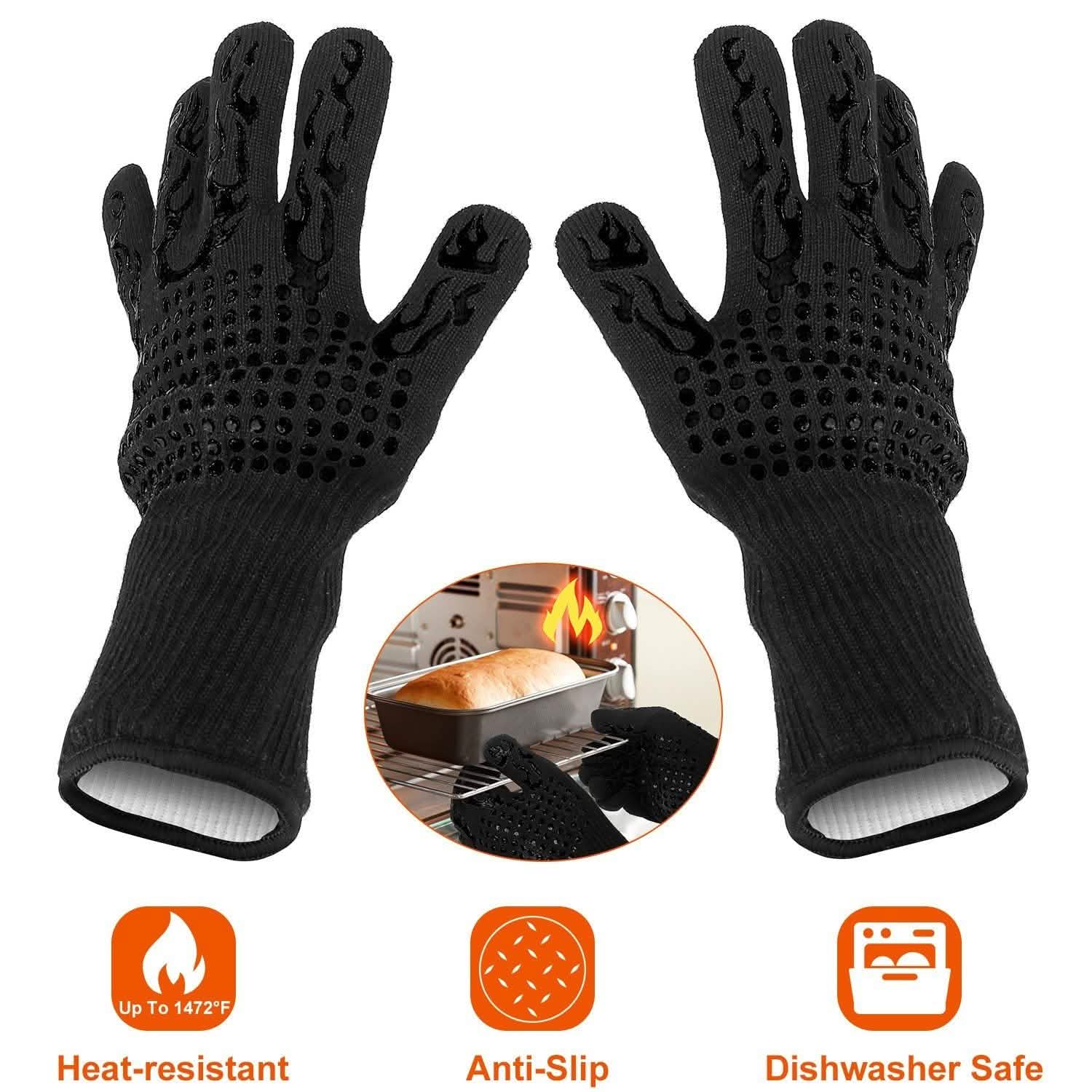 BBQ Gloves 1472¬∞F Heat Resistant Grill Gloves Anti-slip Kitchen Tools & Gadgets - Tophatter Daily Deals