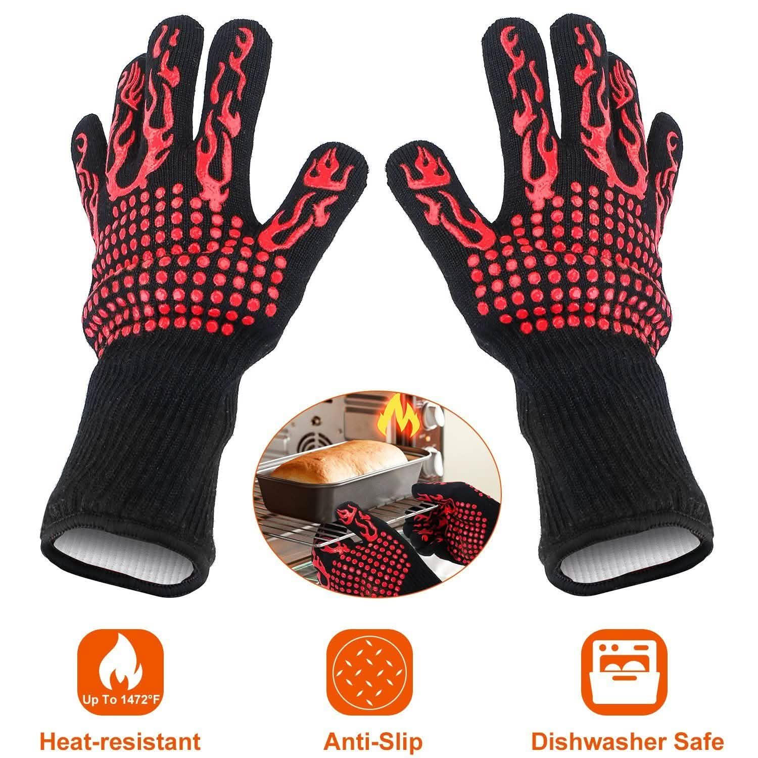 BBQ Gloves 1472¬∞F Heat Resistant Grill Gloves Anti-slip Kitchen Tools & Gadgets - Tophatter Daily Deals