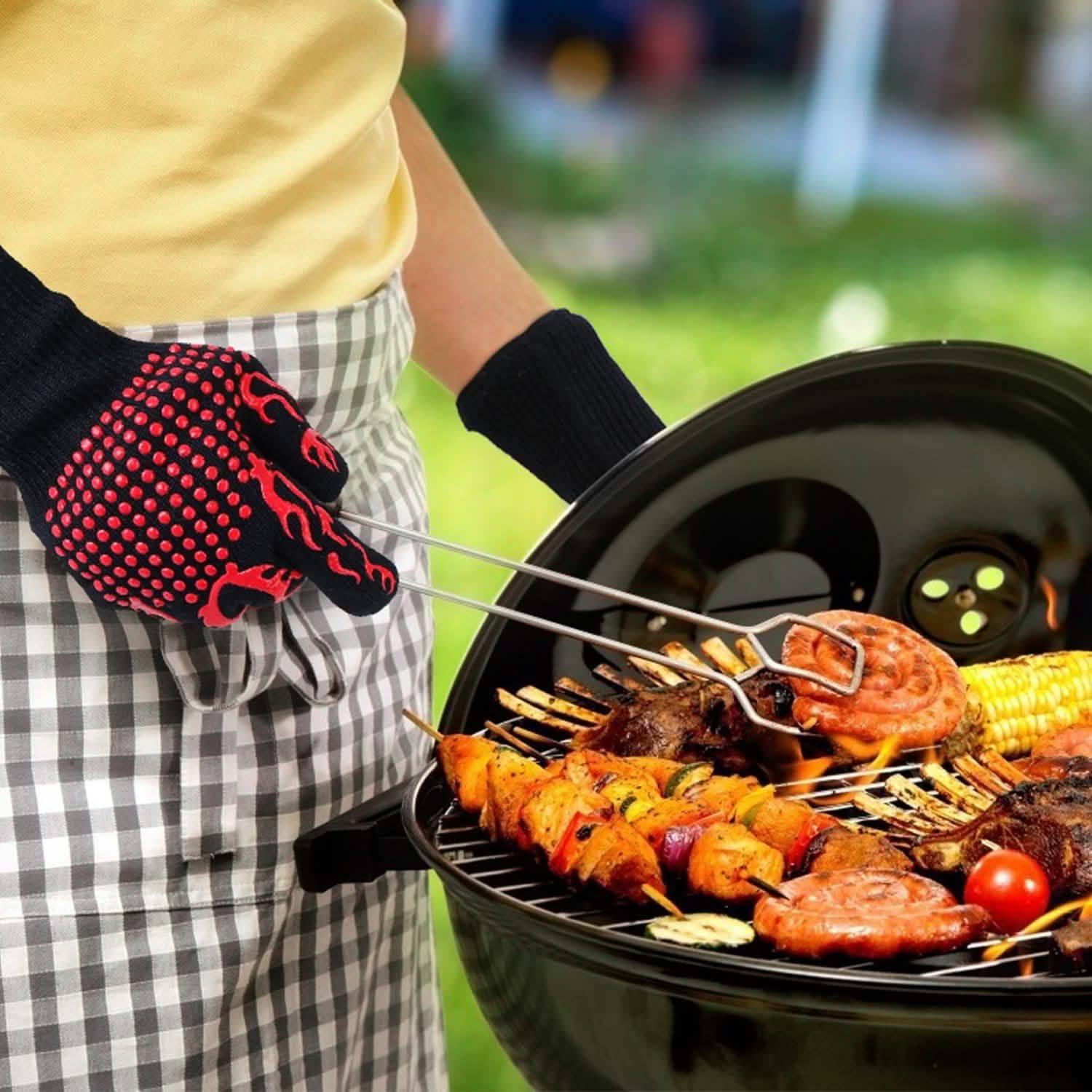 BBQ Gloves 1472¬∞F Heat Resistant Grill Gloves Anti-slip Kitchen Tools & Gadgets - Tophatter Daily Deals