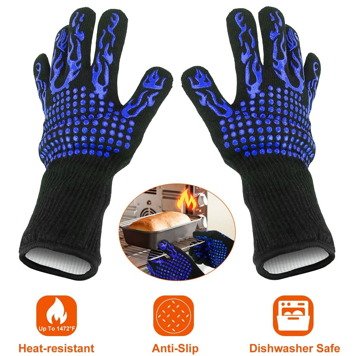 BBQ Gloves 1472¬∞F Heat Resistant Grill Gloves Anti-slip Kitchen Tools & Gadgets - Tophatter Daily Deals