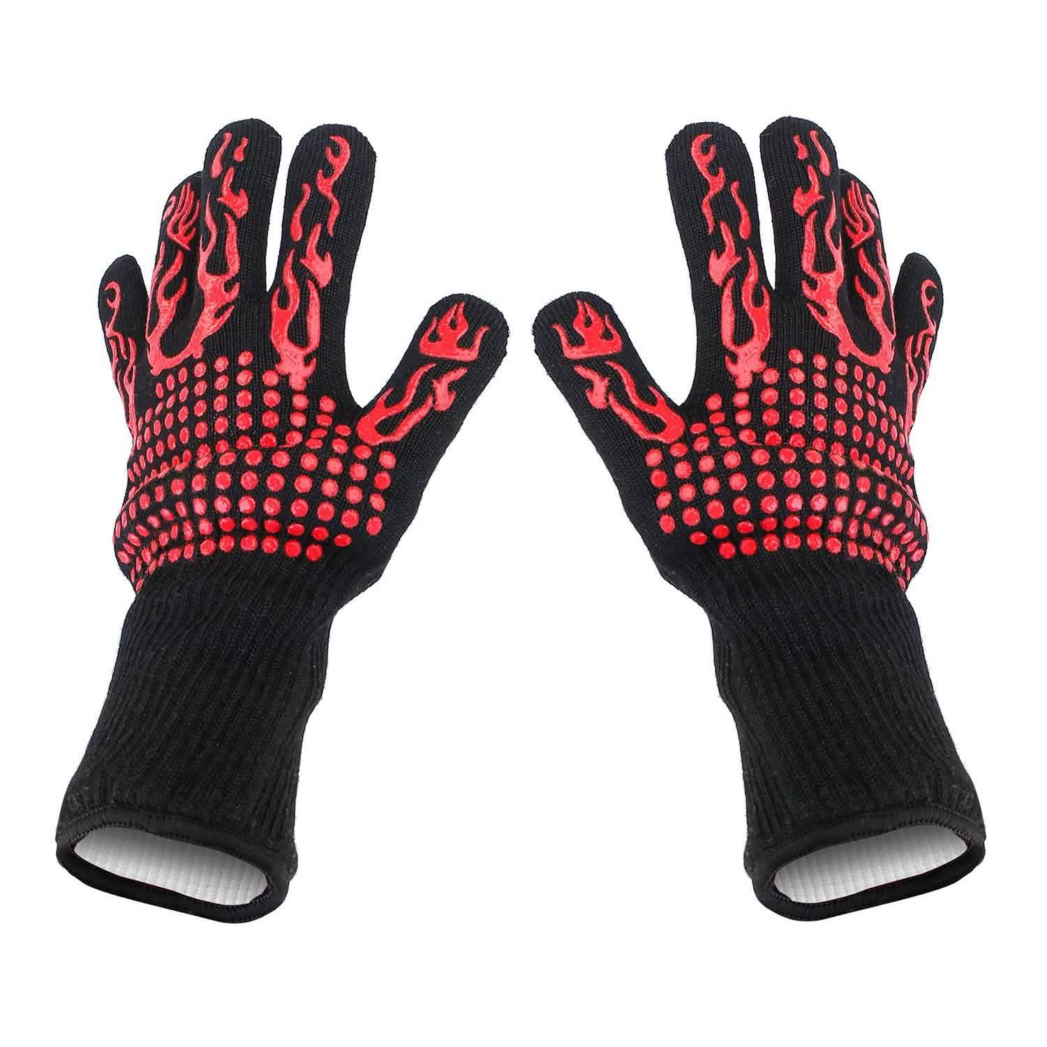 BBQ Gloves 1472¬∞F Heat Resistant Grill Gloves Anti-slip Red Kitchen Tools & Gadgets - Tophatter Daily Deals