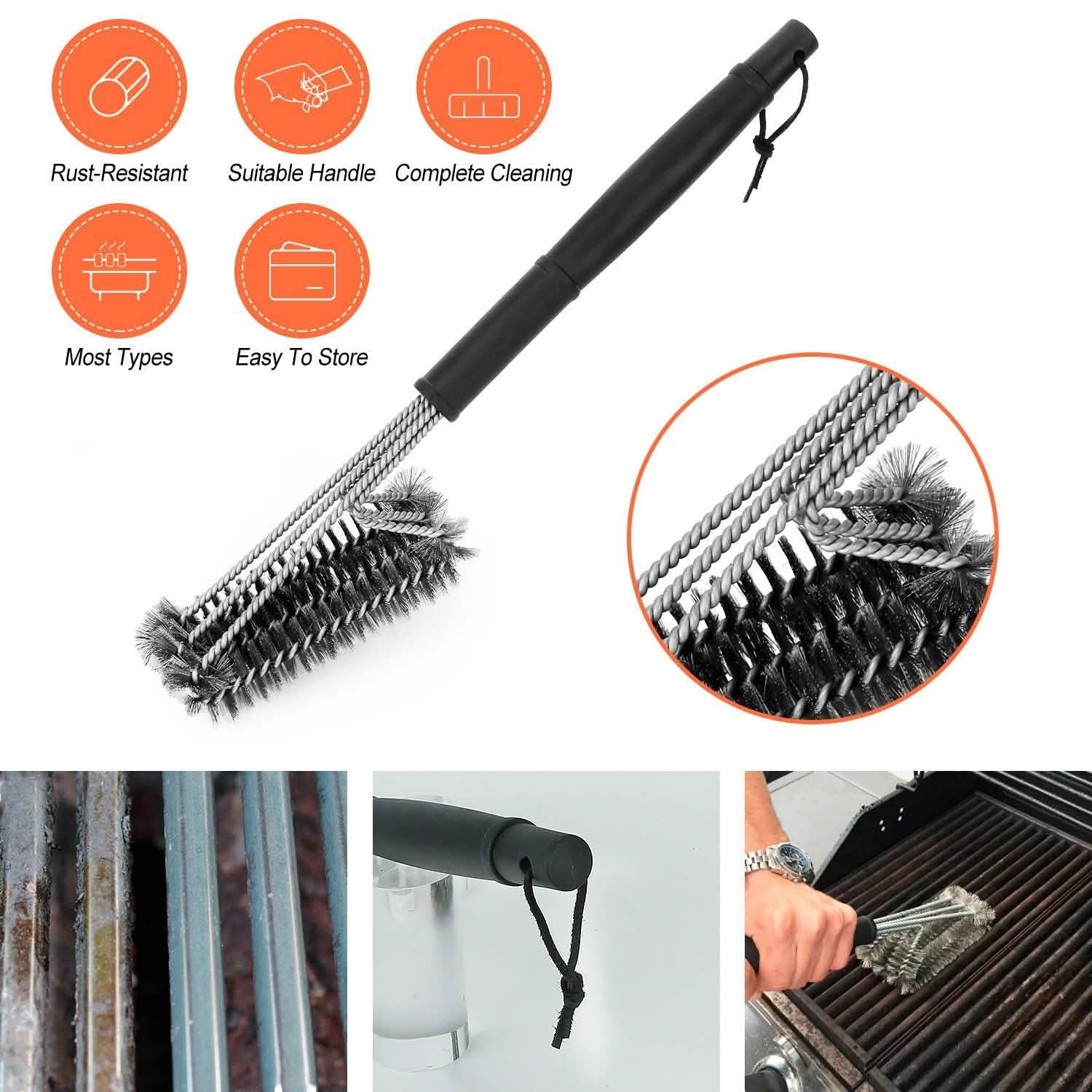 BBQ Grill Cleaning Brush Stainless Steel Kitchen Tools & Gadgets - Tophatter Daily Deals