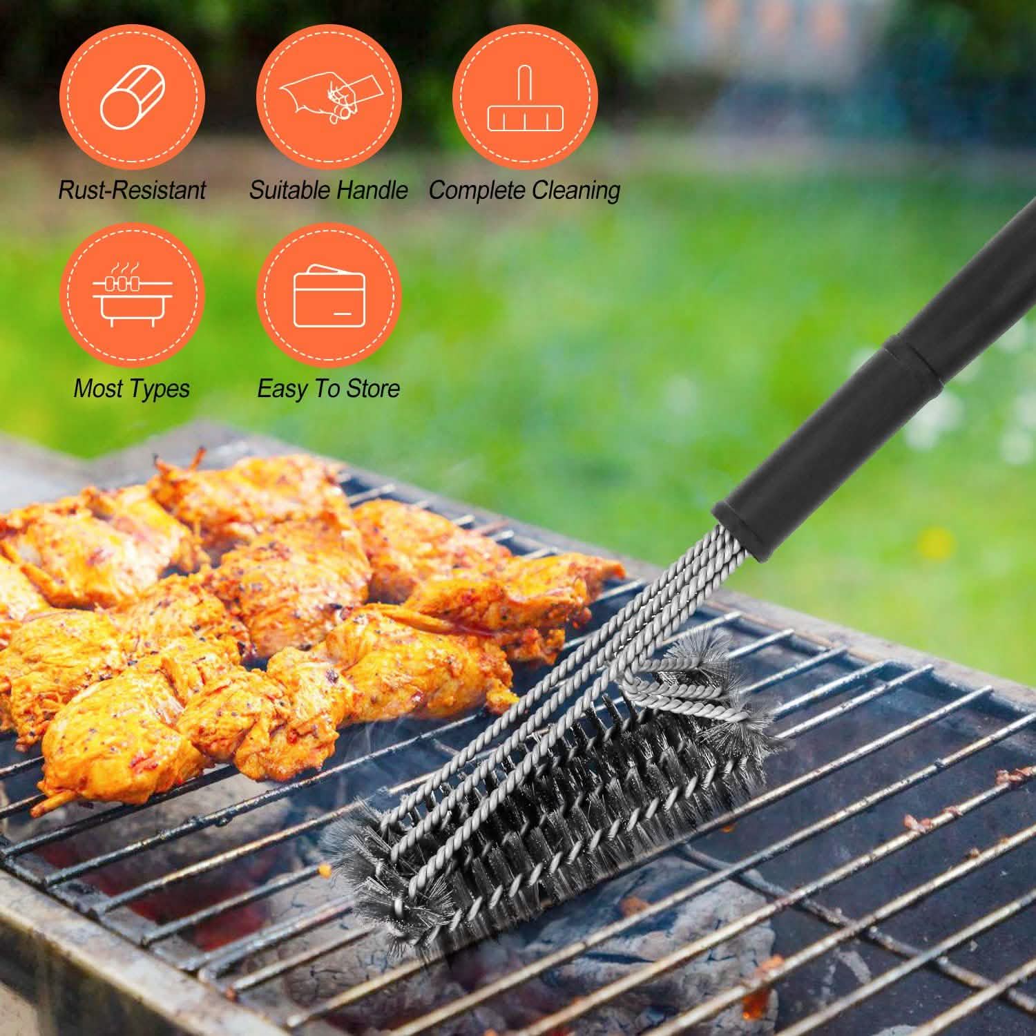 BBQ Grill Cleaning Brush Stainless Steel Kitchen Tools & Gadgets - Tophatter Daily Deals