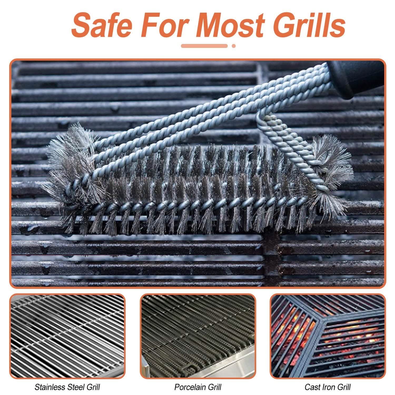 BBQ Grill Cleaning Brush Stainless Steel Kitchen Tools & Gadgets - Tophatter Daily Deals