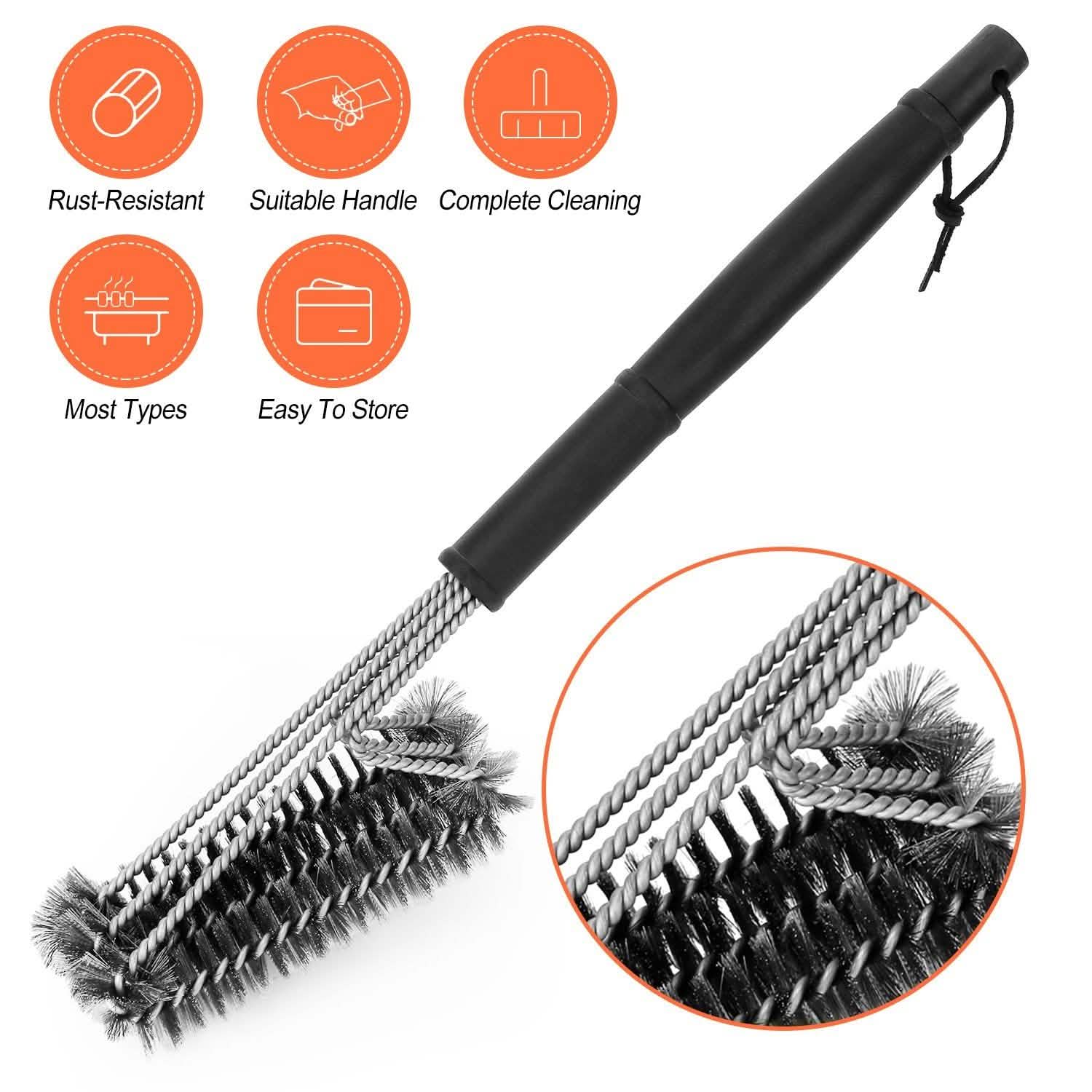 BBQ Grill Cleaning Brush Stainless Steel Kitchen Tools & Gadgets - Tophatter Daily Deals