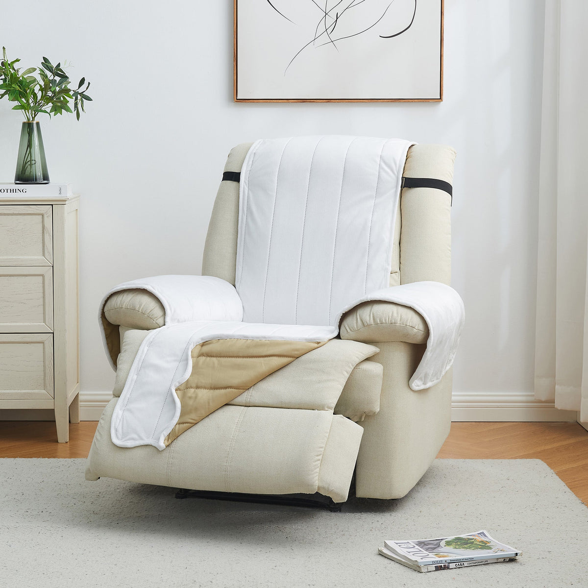 Velvet Furniture Protectors - Velvet Collection Recliner White Furniture & Decor - Tophatter Daily Deals