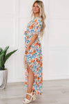 Tied Slit Printed Half Sleeve Maxi Dress Casual Dresses - Tophatter Daily Deals