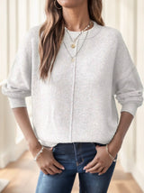 Soft Relaxed Womens Drop Shoulder Sweater - Polyester Knit White 3D Changing Face Moving Picture Frame - Tophatter Daily Deals
