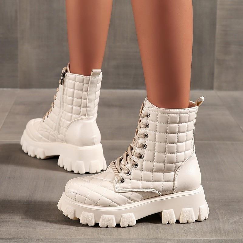 Autumn And Winter Lace Up Plus Size Handsome Thick Soled Motorcycle Boots 0 - Tophatter Daily Deals