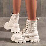 Autumn And Winter Lace Up Plus Size Handsome Thick Soled Motorcycle Boots 0 - Tophatter Daily Deals