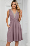 Pocketed V-Neck Wide Strap Dress Casual Dresses - Tophatter Daily Deals