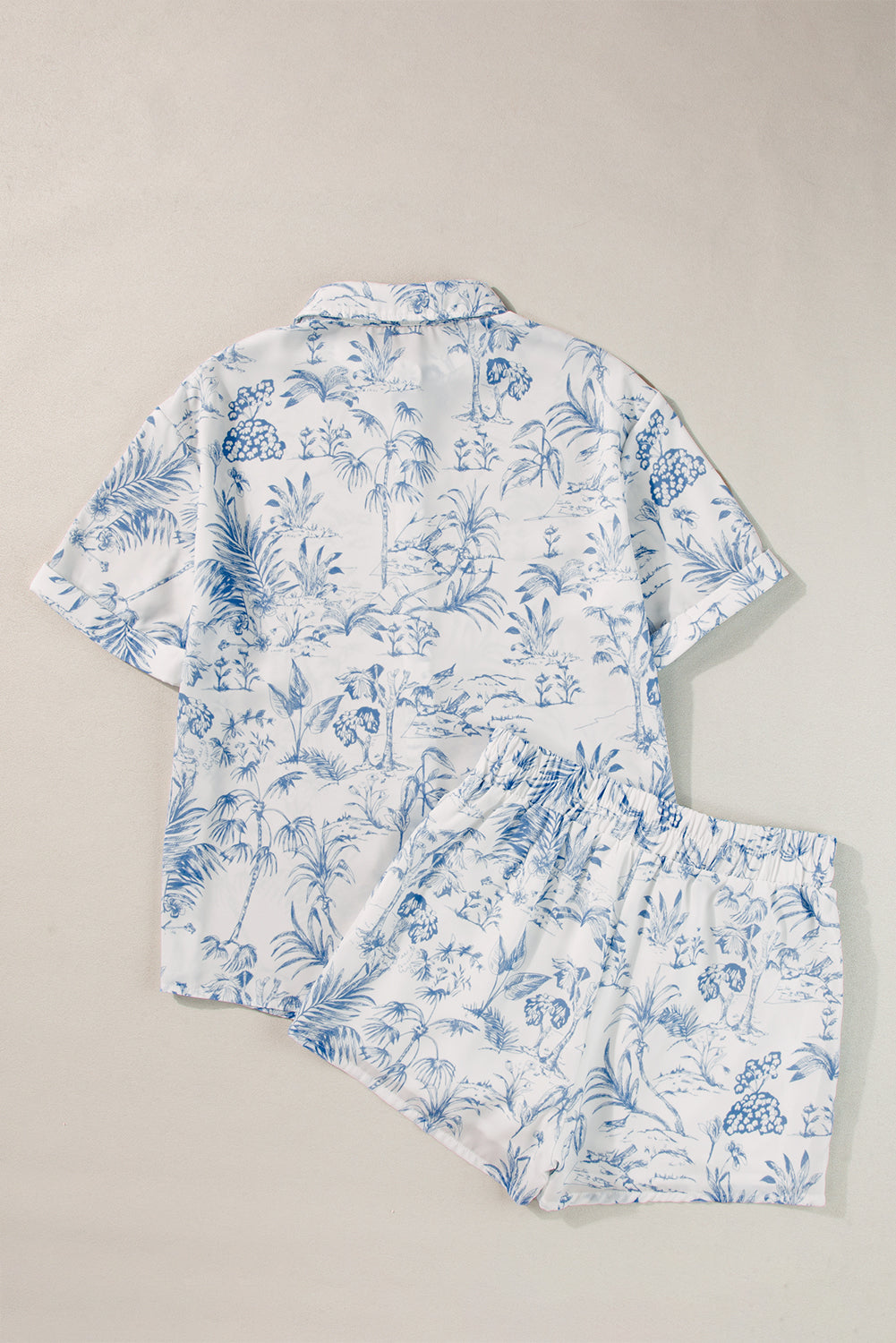 Sky Blue Floral Short Sleeve Shirt and Shorts Set Loungewear & Sleepwear/Sleepwear - Tophatter Daily Deals