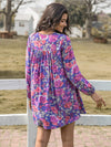 Floral Ruched V-Neck Long Sleeve Dress Casual Dresses - Tophatter Daily Deals