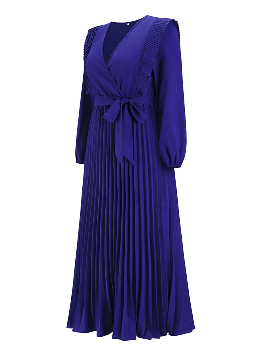 Pleated Surplice Tie Waist Maxi Dress Casual Dresses - Tophatter Daily Deals