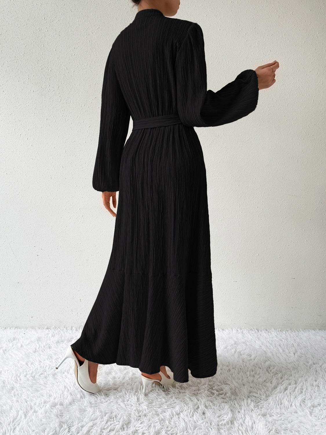 Tie Waist Long Sleeve Dress Casual Dresses - Tophatter Daily Deals