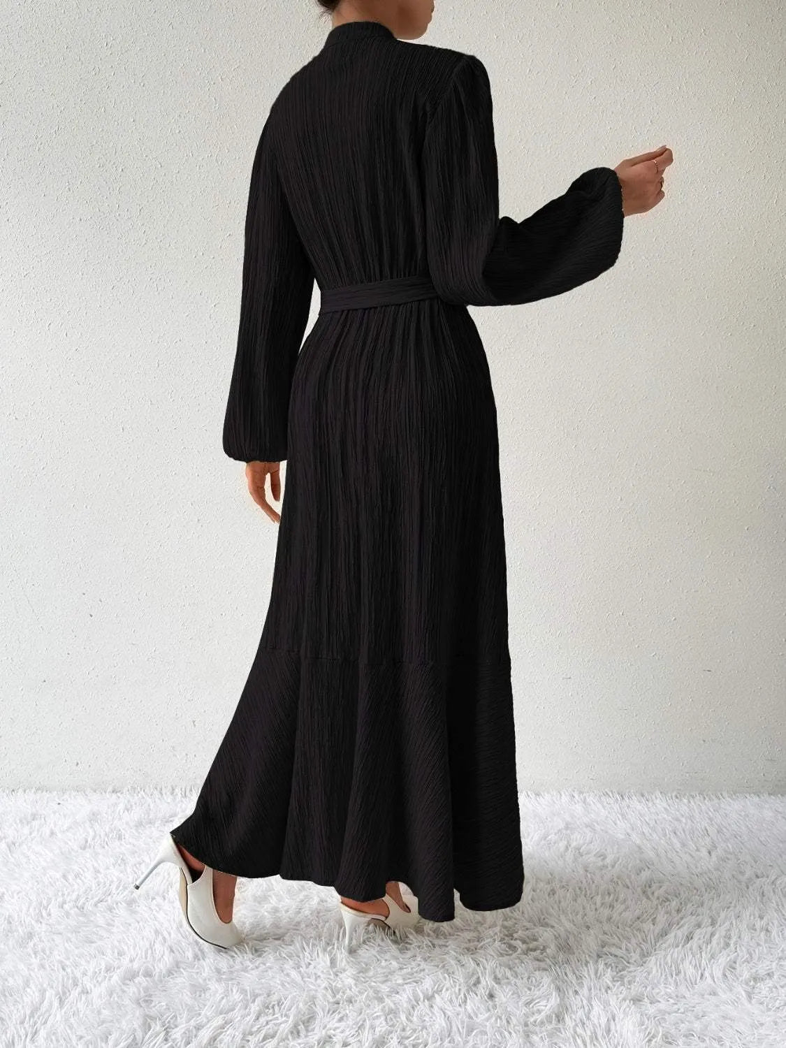 Tie Waist Long Sleeve Dress Casual Dresses - Tophatter Daily Deals