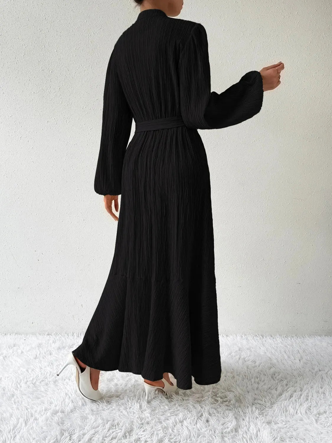 Tie Waist Long Sleeve Dress Casual Dresses - Tophatter Daily Deals