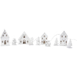 LED Christmas Village | 10-Piece Wooden Christmas Scene with 4 Light-Up Houses LED Fireplace - Tophatter Daily Deals