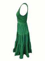 Scoop Neck Wide Strap Midi Dress Casual Dresses - Tophatter Daily Deals