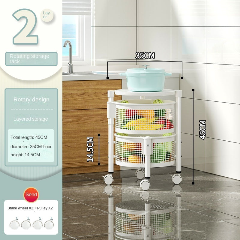 360 Degree Rotating Kitchen Multifunctional Round Vegetable Shelf White 2layer 0 - Tophatter Daily Deals
