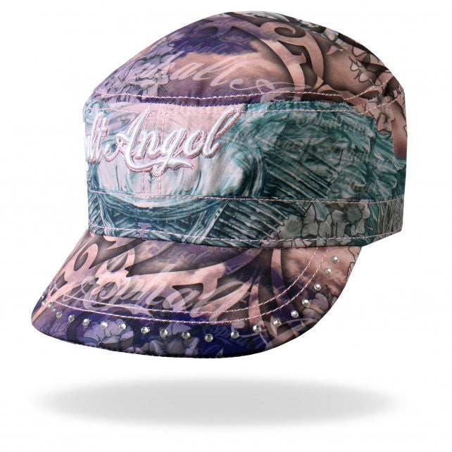 Hot Leathers Asphalt Angel Wings Cadet Cap w/ Rhinestones Hat - Tophatter Daily Deals