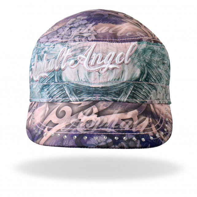 Hot Leathers Asphalt Angel Wings Cadet Cap w/ Rhinestones Hat - Tophatter Daily Deals