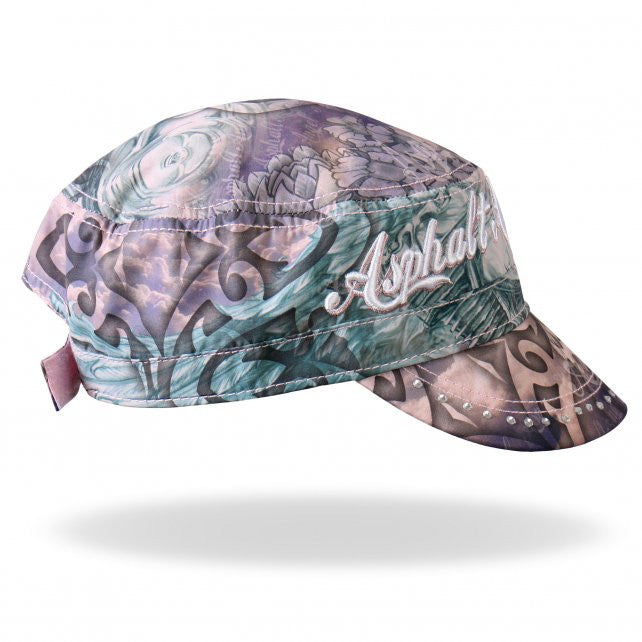 Hot Leathers Asphalt Angel Wings Cadet Cap w/ Rhinestones Hat - Tophatter Daily Deals