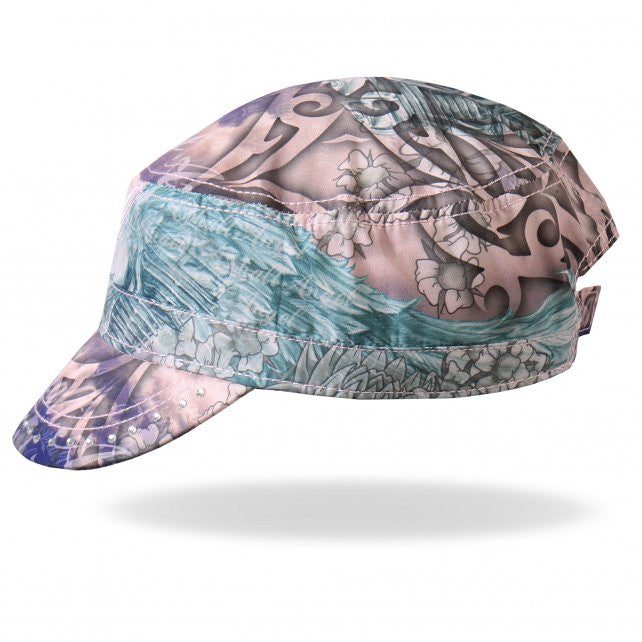 Hot Leathers Asphalt Angel Wings Cadet Cap w/ Rhinestones Hat - Tophatter Daily Deals