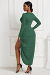 High-low Ruched Surplice Long Sleeve Dress - Tophatter Deals