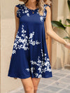 Ruffled Printed Cap Sleeve Mini Dress Navy Casual Dresses - Tophatter Daily Deals