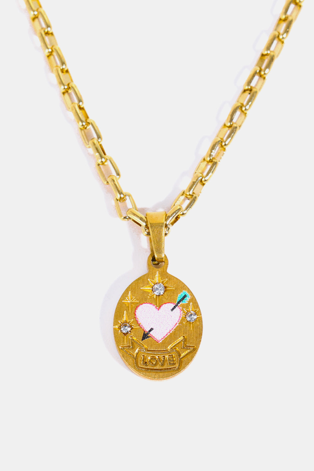 Stainless Steel 18K Gold-Plated Necklace Heart One Size Necklaces - Tophatter Daily Deals