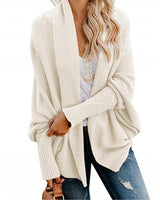 Bat Ssleeve Plus Size Knitted Cardigan Sweater White 0 - Tophatter Daily Deals