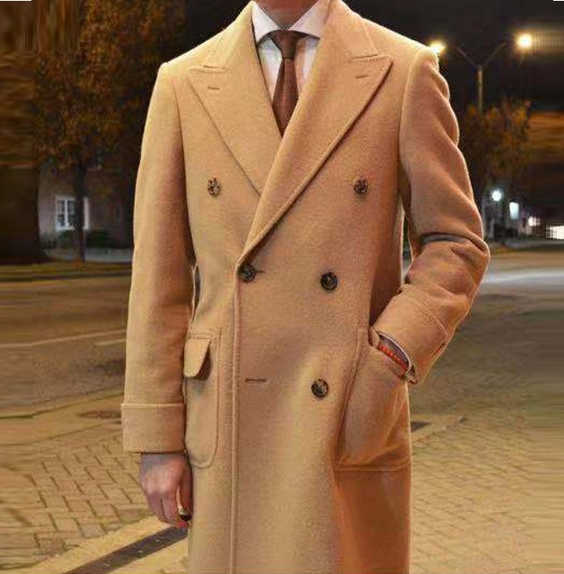 Warm Men's Trench Coat - Slim Double Breasted, Wool, Winter 3D Changing Face Moving Picture Frame - Tophatter Daily Deals