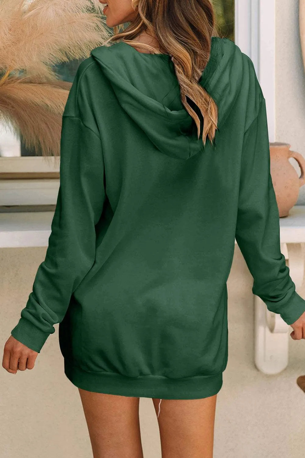 Drawstring Half Zip Hooded Dress Casual Dresses - Tophatter Daily Deals