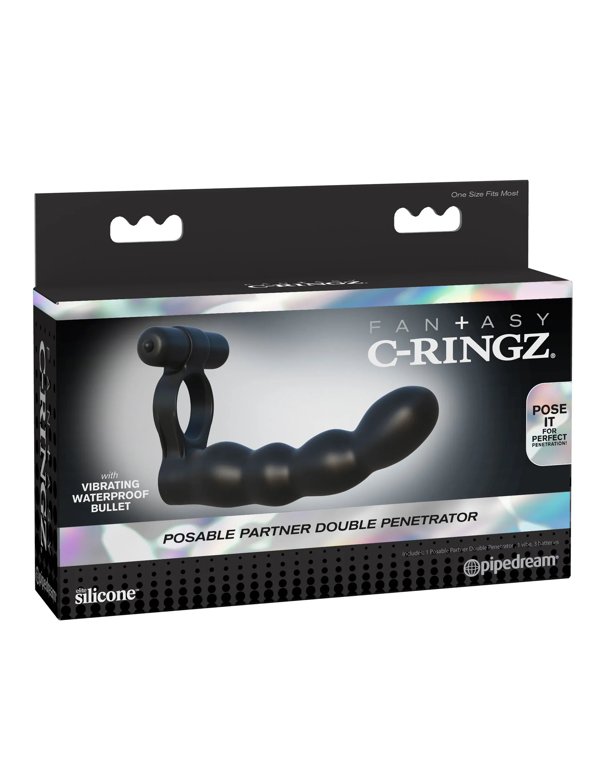Fantasy C-Ringz Posable Partner – Double Penetrator Silicone Toy > Dildos > Strap On Dildos - Tophatter Daily Deals