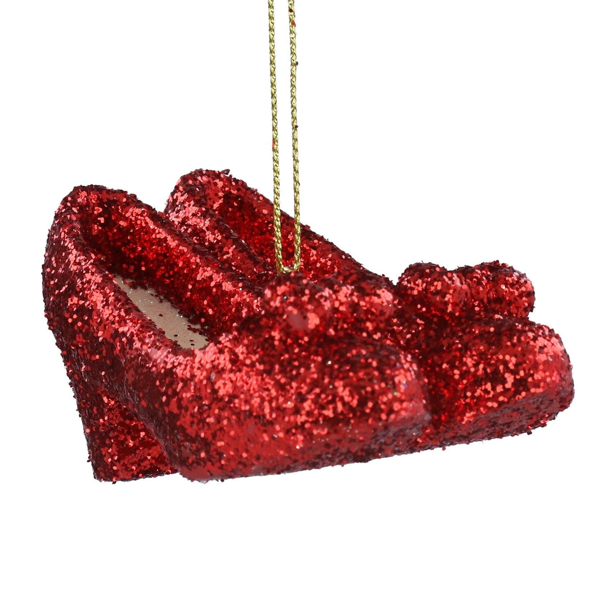 Ruby Slippers Christmas Tree Decoration, Gisela Graham Red Glitter Ornament 7cm Baubles - Tophatter Daily Deals