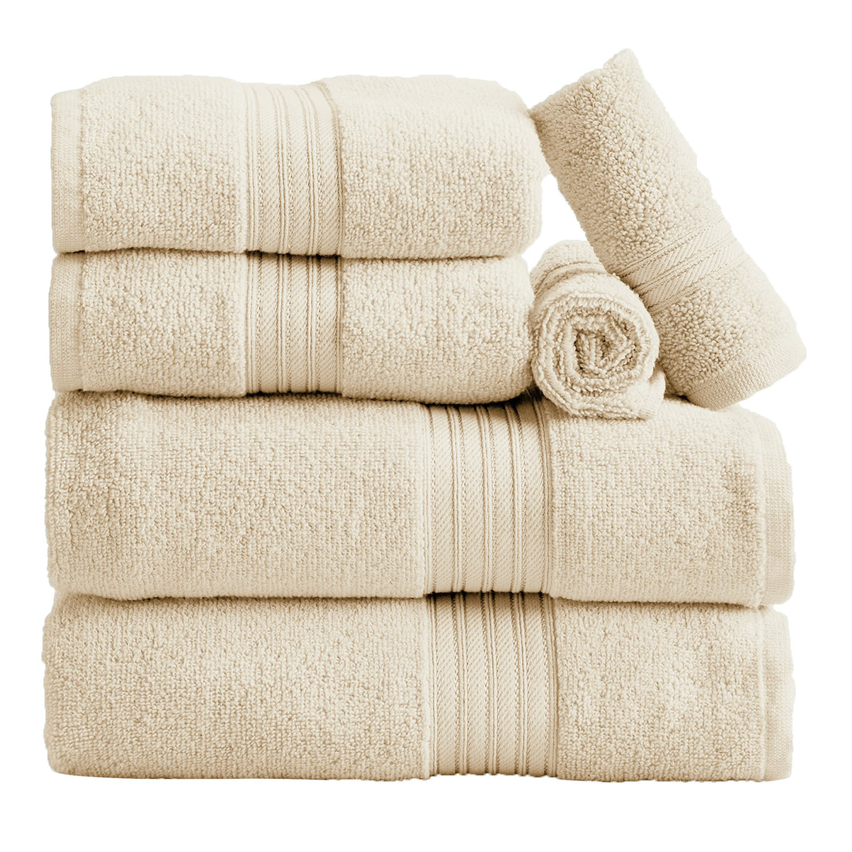 Cotton Terry Bath Towel Set - Cooper Collection 6 Piece Set Buttermilk Bath - Tophatter Daily Deals