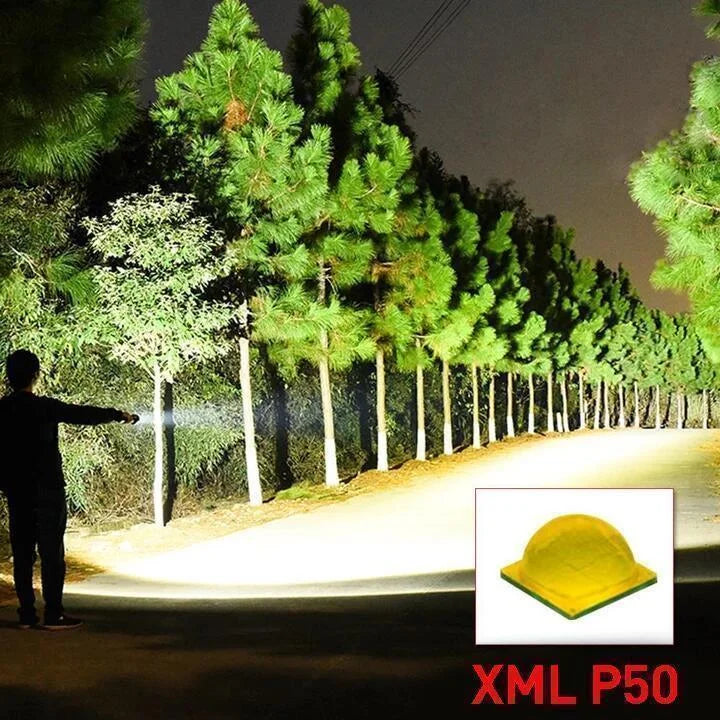 90000 Lumens XHP50.2 Zoom Flashlight USB Rechargeable - Tophatter Daily Deals