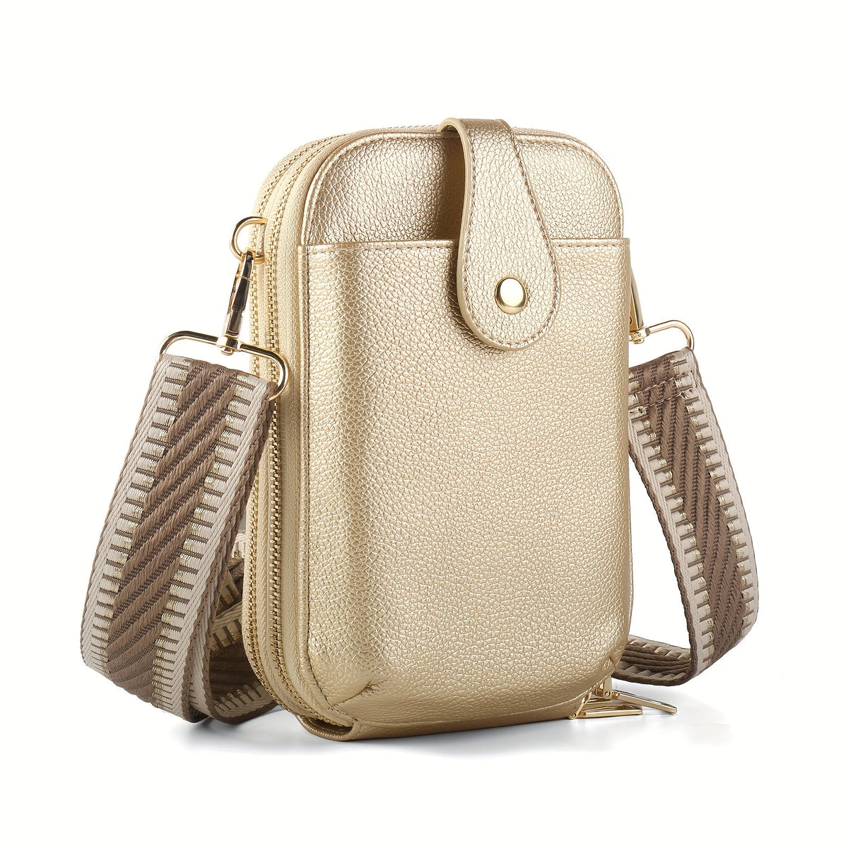 Phone Crossbody Bag with 8 Card Slots and Wide Adjustable Strap Champagne Gold Handbags & Wallets - Tophatter Daily Deals