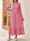 Round Neck Lantern Sleeve Ruffle Hem Dress Strawberry Casual Dresses - Tophatter Daily Deals