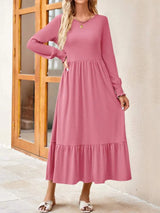 Round Neck Lantern Sleeve Ruffle Hem Dress Strawberry Casual Dresses - Tophatter Daily Deals