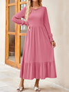 Round Neck Lantern Sleeve Ruffle Hem Dress Casual Dresses - Tophatter Daily Deals