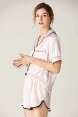 Lapel Collar Shirt and Shorts Lounge Set Loungewear Sets - Tophatter Daily Deals