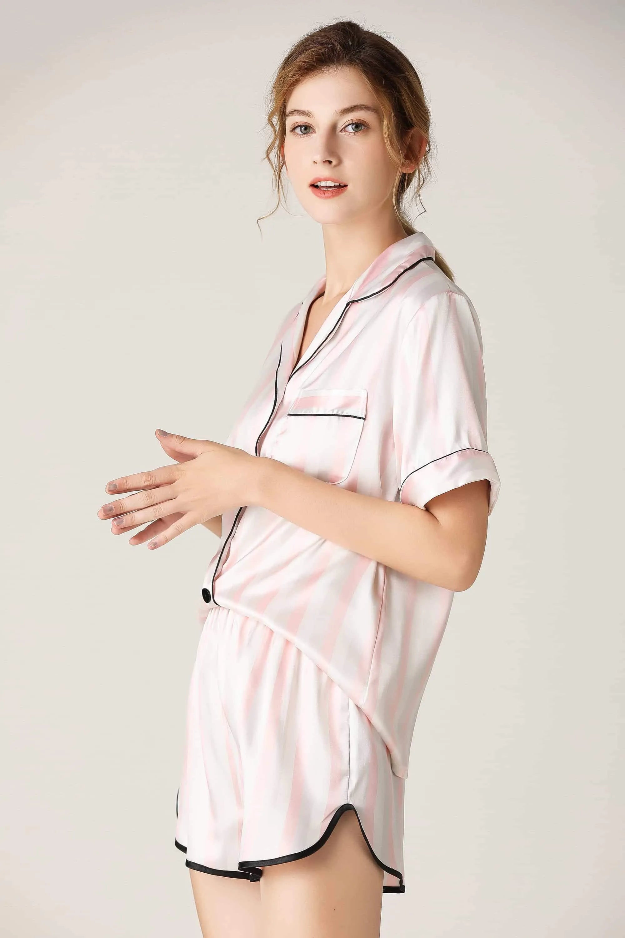 Lapel Collar Shirt and Shorts Lounge Set Loungewear Sets - Tophatter Daily Deals