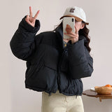 Insulating Women’s Cropped Puffer Coat - Boxy Polyester 3D Changing Face Moving Picture Frame - Tophatter Daily Deals