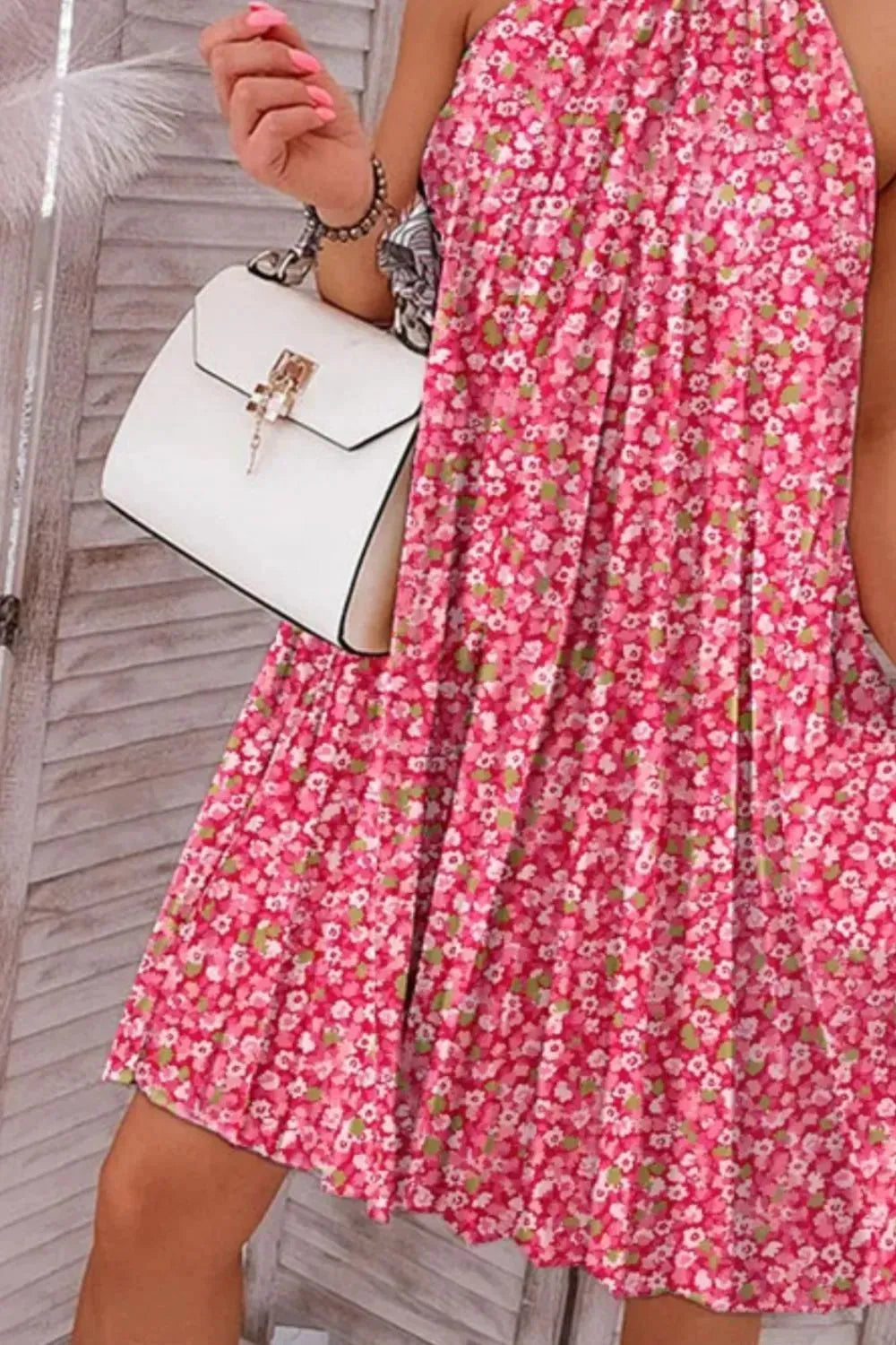 Printed Mock Neck Sleeveless Dress Casual Dresses - Tophatter Daily Deals