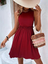 Frill Round Neck Sleeveless Mini Dress Casual Dresses - Tophatter Daily Deals